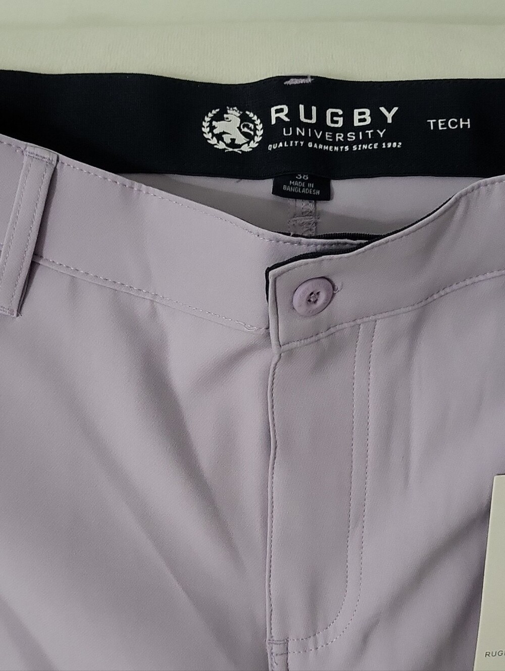 Rugby University Tech Shorts Purple 9" Inseam 2-Way Stretch Easy Care size 38 - Picture 12 of 16